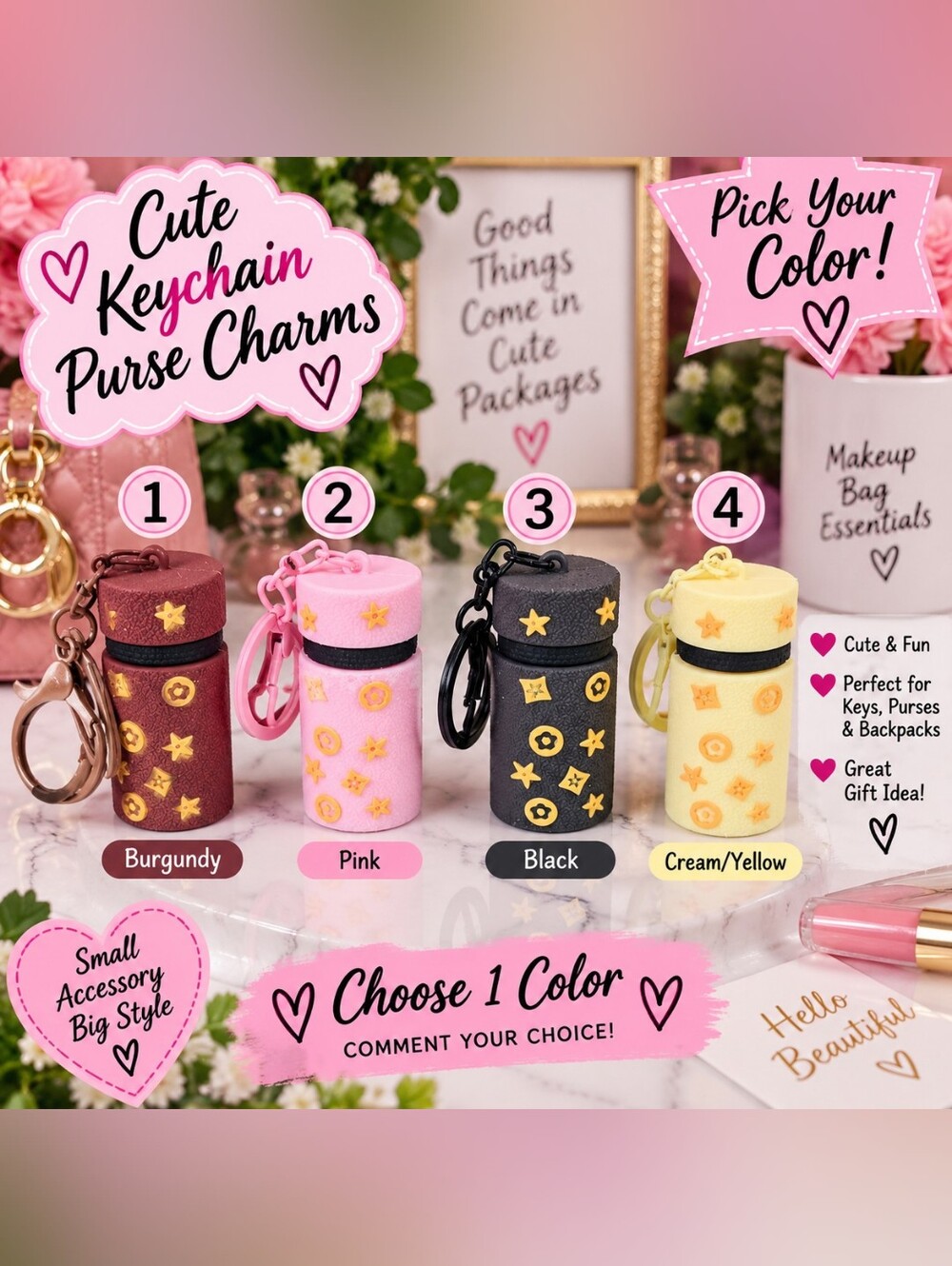✨ Cute Keychain Purse Charms — PICK YOUR COLOR! 💕
